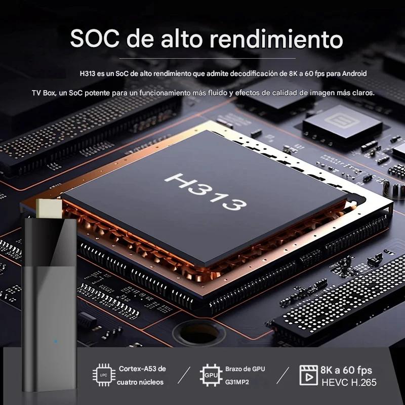 Mini TV Stick Q12 con Android 14.1, 4 GB de RAM, 32 GB de ROM, cuatro núcleos, Allwinner H313, wifi 2,4 GHz y 5 GHz, transmisión global, Smart TV Box