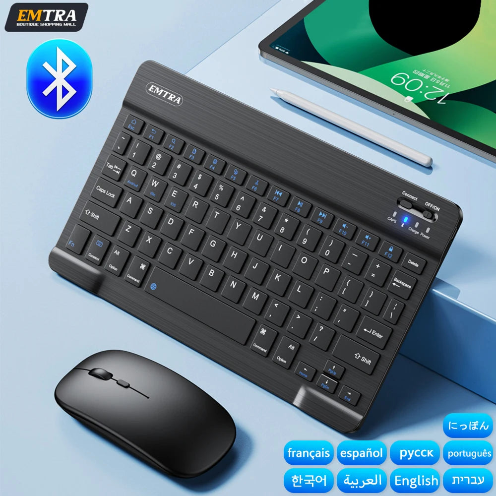 Teclado inalámbrico con Bluetooth, Mouse para Android, Huawei, Xiaomi, Samsung tableta, teléfono, teclado en español