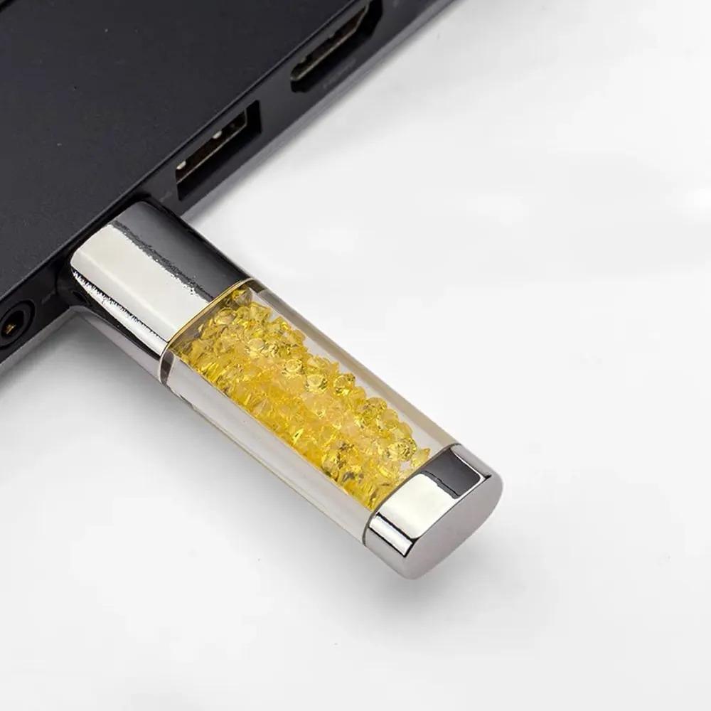 Memoria USB 2.0 con luz LED y cristal, 128 GB