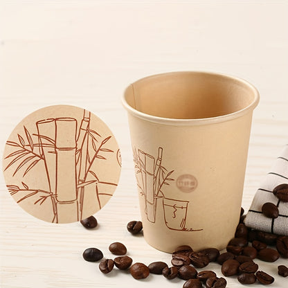 50pcs/set Taza Desechable De Fibra, Taza De Papel Con Patrón De Bambú