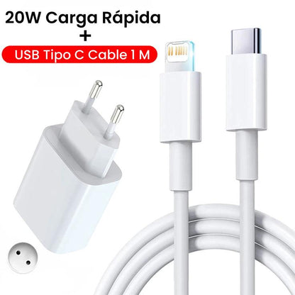 Cargador Rápido de 20W con Cable USB-C para iPhone