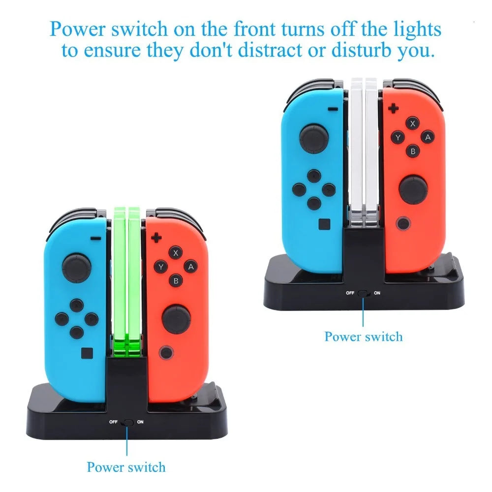 Base de carga 4 en 1 para Nintendo Switch Joy-con Controller LED cargador para Nintendo Swit