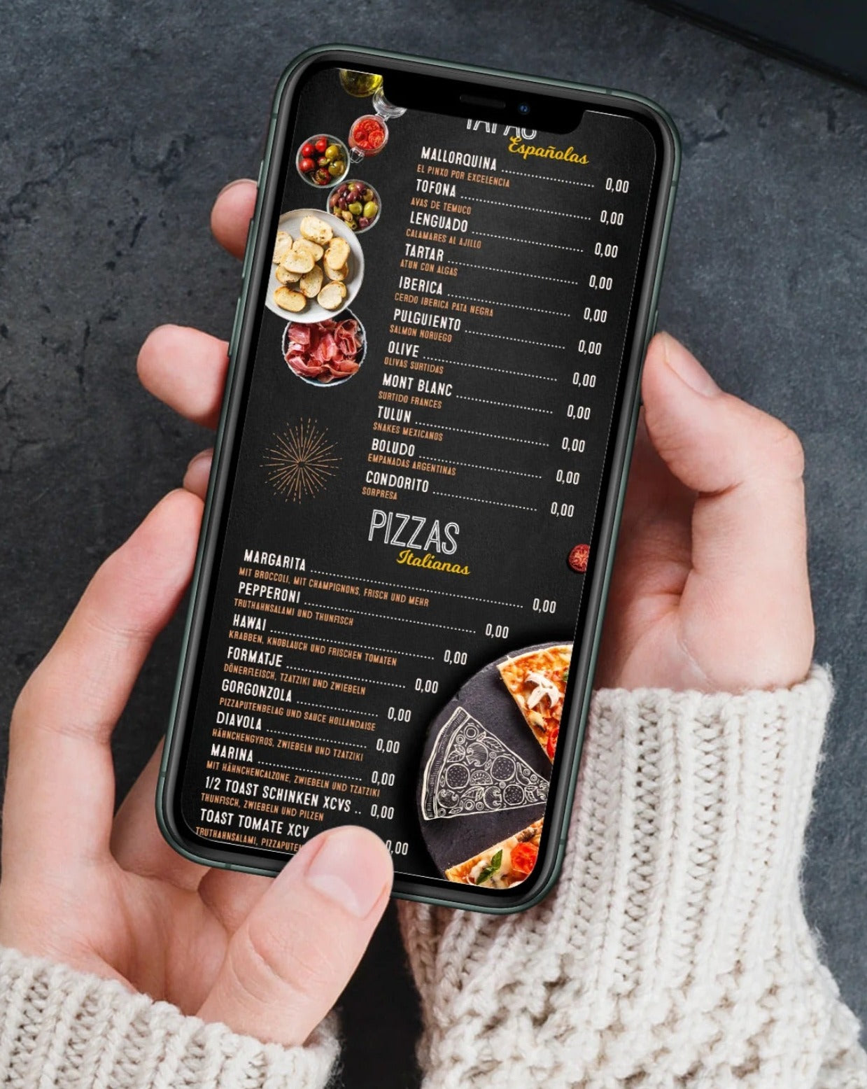 Diseño de cartas digitales para restaurantes