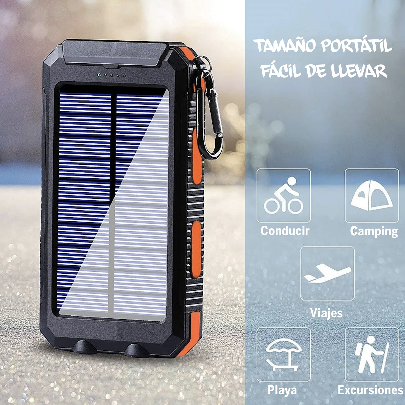 Banco de energía Solar portátil de 20000mAh