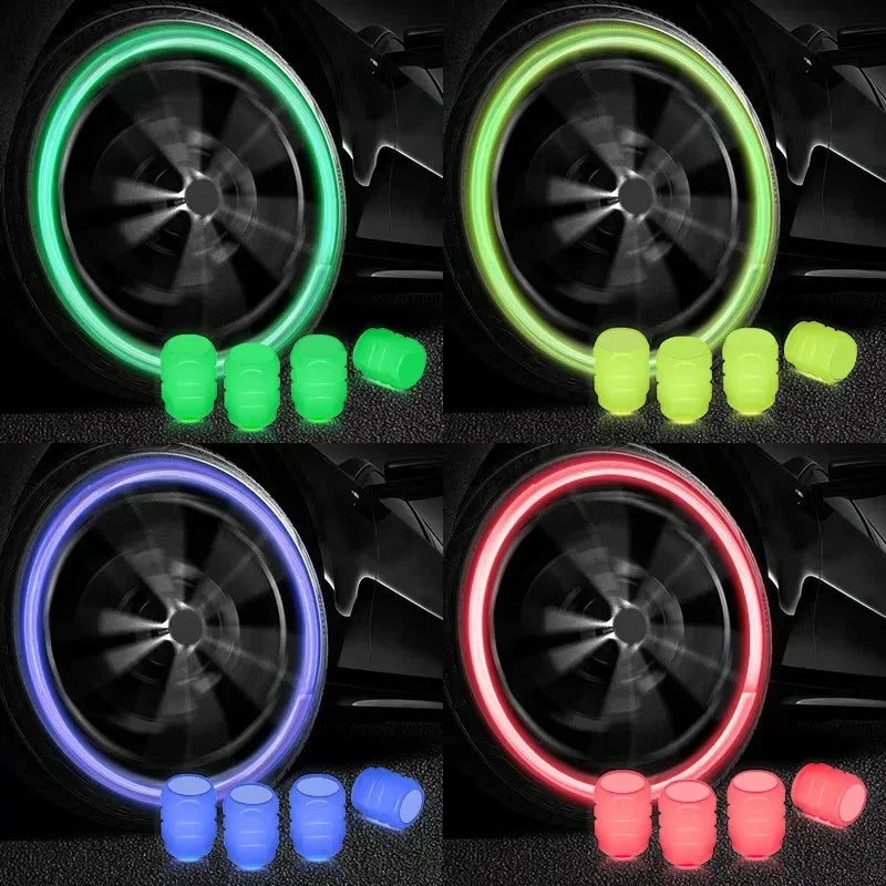 Tapas de válvula luminosas para ruedas de autos, motos o bicicleta