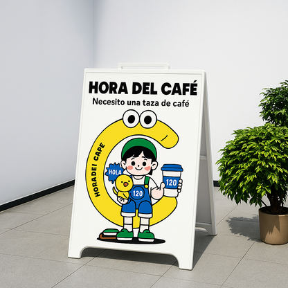 Caballete con adhesivo