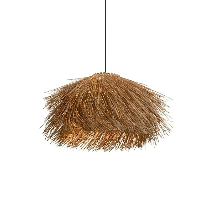 Lámpara Colgante de Ratán Luz LED – Estilo Japonés Wabi-Sabi para Restaurantes, Bares y Decoración del Hogar