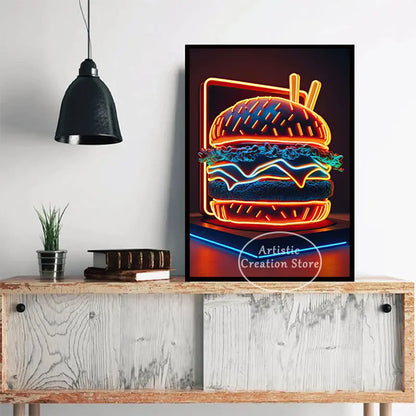 Neon Art Poster Pintura en Lienzo - Impresiones HD