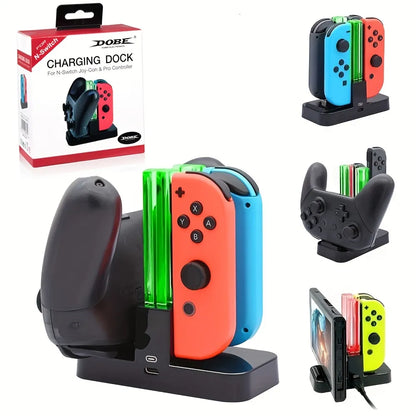 Base de carga 4 en 1 para Nintendo Switch Joy-con Controller LED cargador para Nintendo Swit