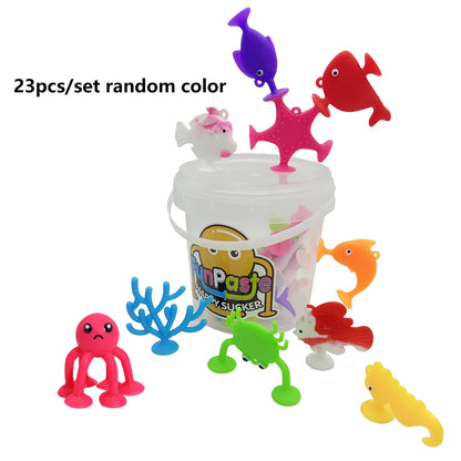 Juguetes de Animales Marinos con Ventosas – Bloques de Construcción para Baño y Viaje