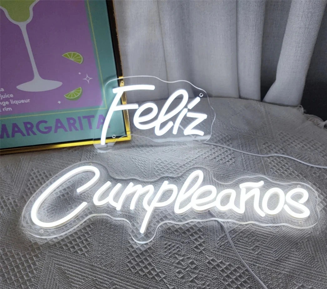 Letrero de Neón LED Feliz Cumpleaños