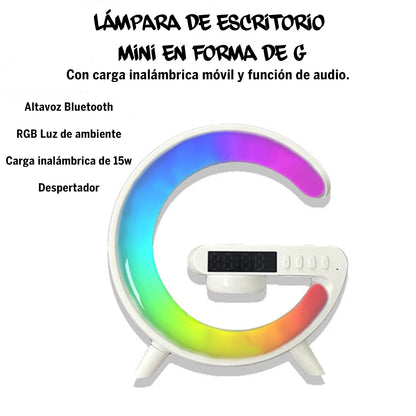 Altavoz de música 4 en 1 con Bluetooth, cargador inalámbrico, altavoz despertador de 15W