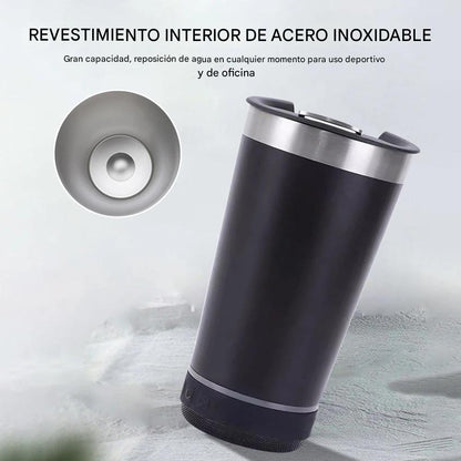 Termo inalámbrico inteligente con radio para música , resistente al agua, con abridor de botellas incorporado.  Capacidad: 473 ml