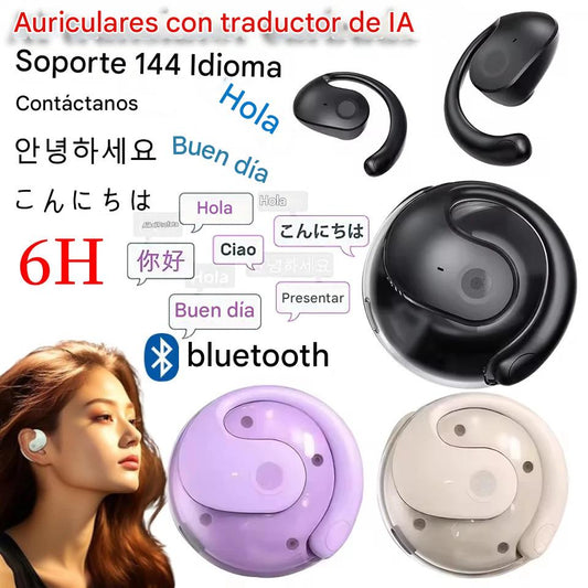 Audífonos inalámbricos Bluetooth AI con traducción de idiomas en tiempo Real, 144 idiomas,  para viajes, negocios