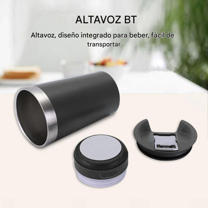 Termo inalámbrico inteligente con radio para música , resistente al agua, con abridor de botellas incorporado.  Capacidad: 473 ml