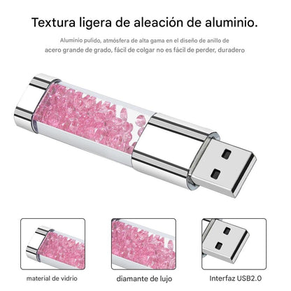 Memoria USB 2.0 con luz LED y cristal, 128 GB