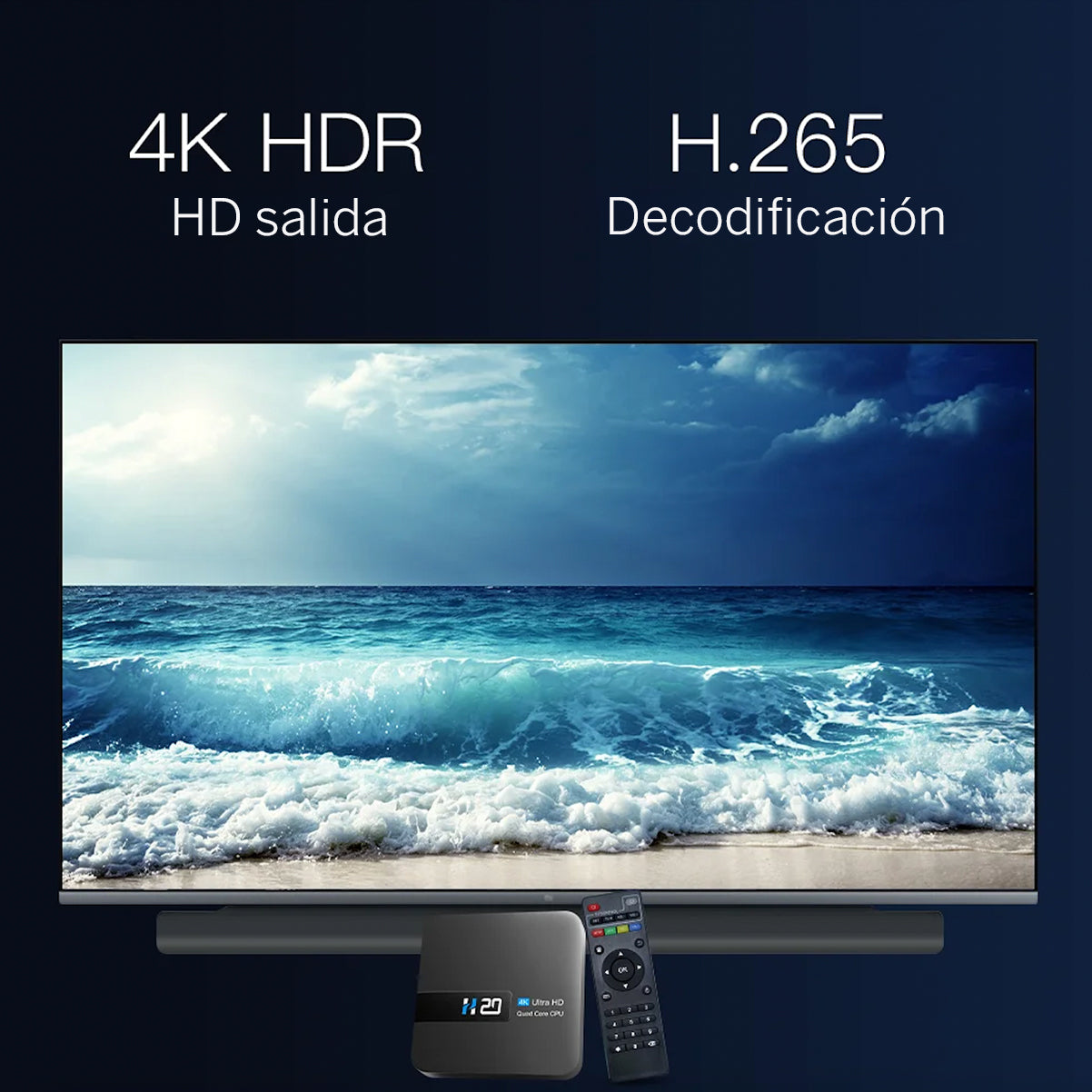 Dispositivo de TV inteligente H20 con Android 10,0, 2GB, 16GB, 4K, HD, asistente de voz, 3D, Play Store